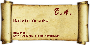 Balvin Aranka névjegykártya